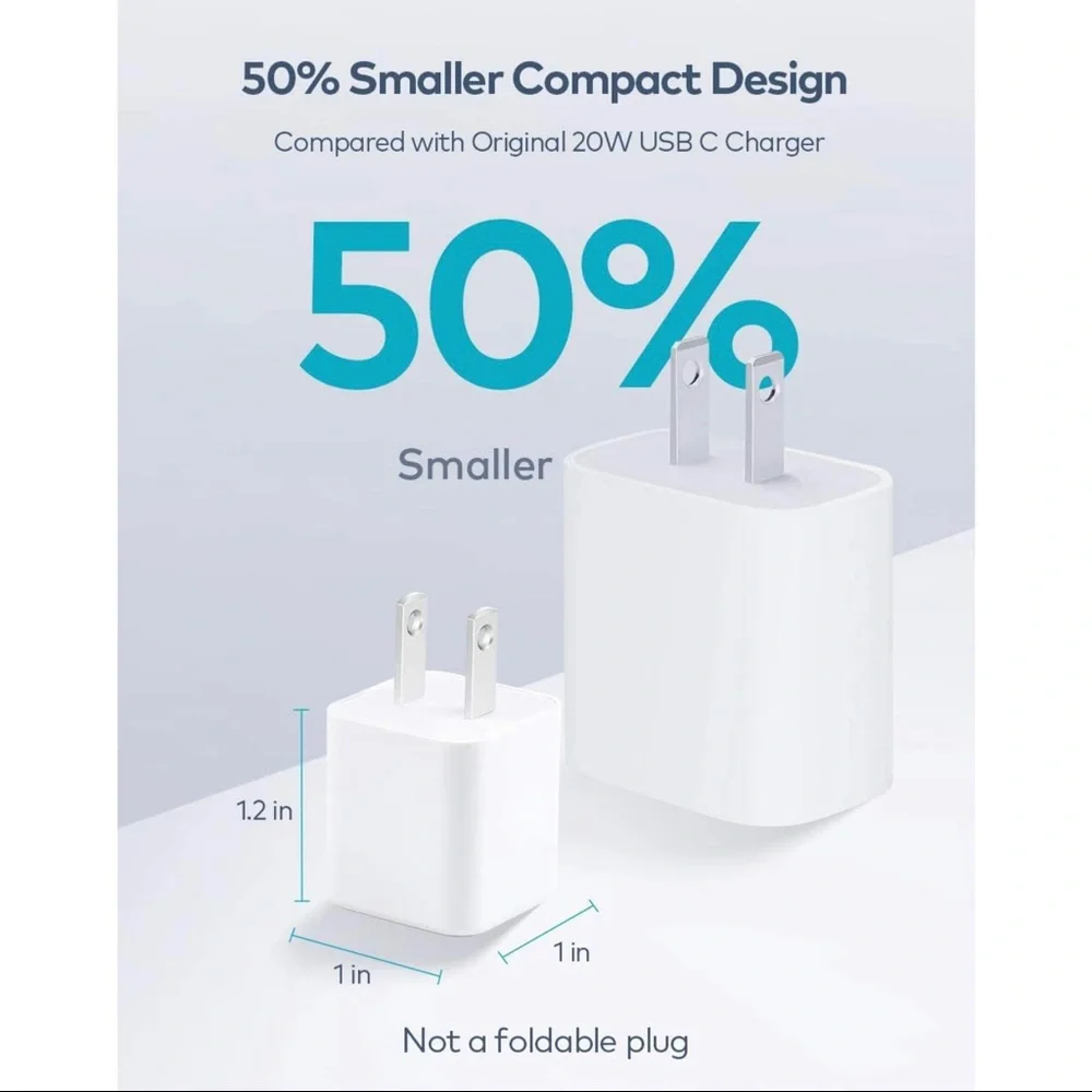 2 packs mini usb C wall charger adapter